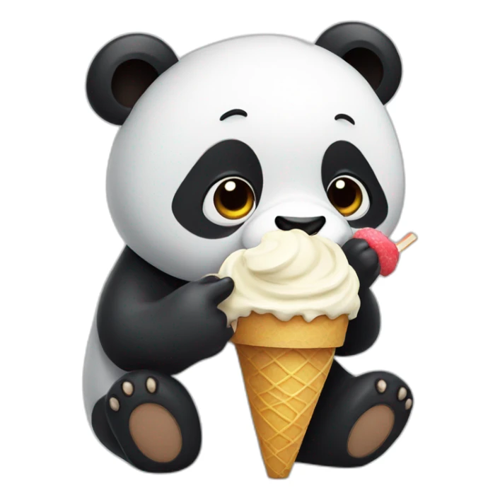 Panda eating ice cream sticker