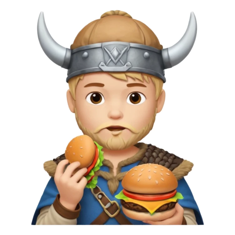 young boy viking eating burger sticker