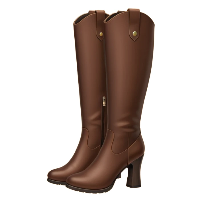 Dark brown tall leather boots with heels sticker