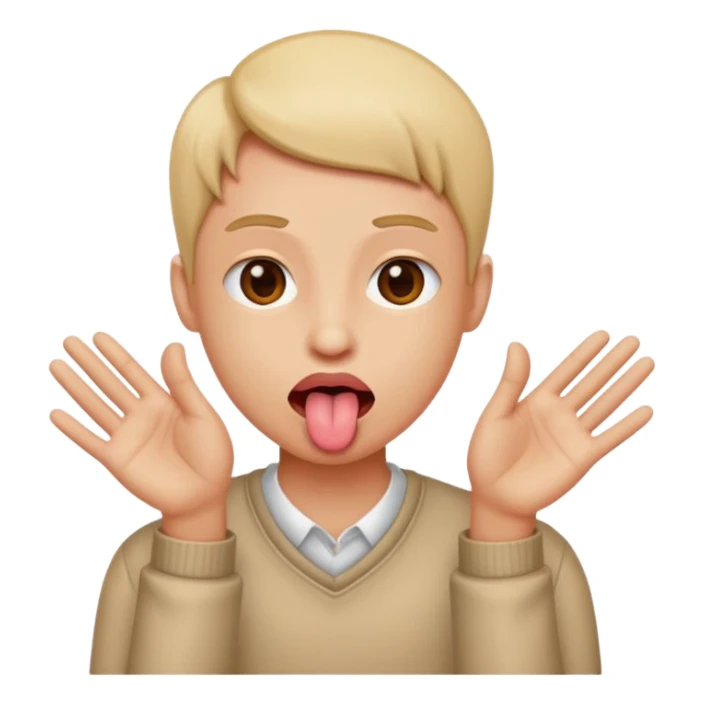 Tounge out with hands to the side sticker