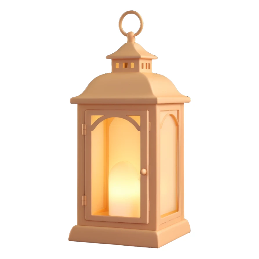 aesthetic lantern, beige, minimal, soft glow, elegant 3D look sticker