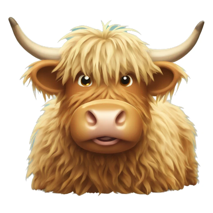 Fluffy highland cows eating hay sticker