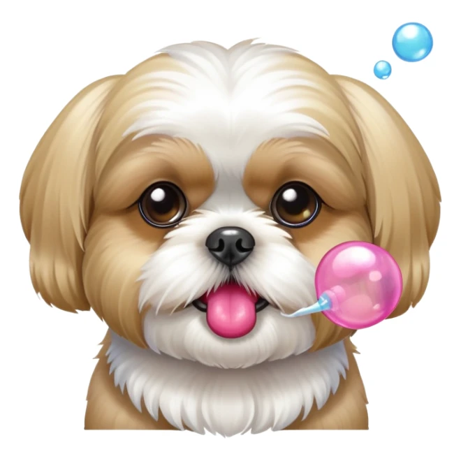 Blonde Shih tzu blowing bubble gum  sticker