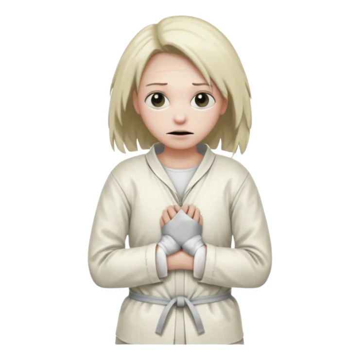 Пациент психиатрической больницы в смирительной рубашке, руки связаны за спиной sticker