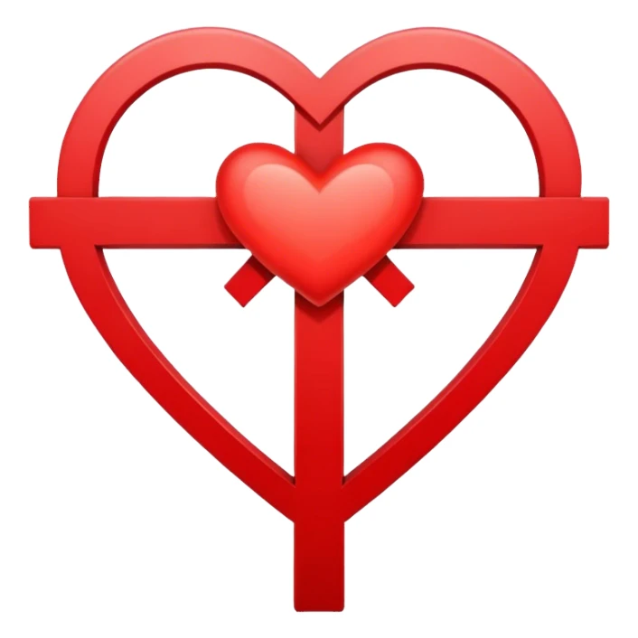 A good cross inside a red heart outline  sticker