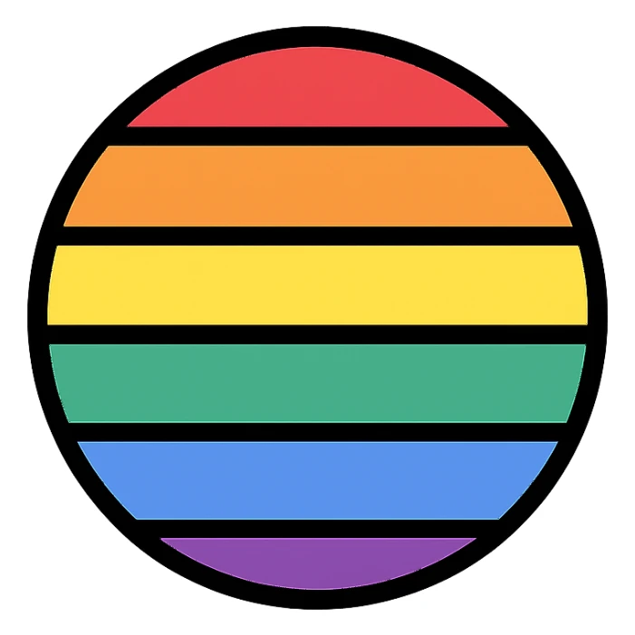 homosexual pride flag as a circular badge, no text sticker
