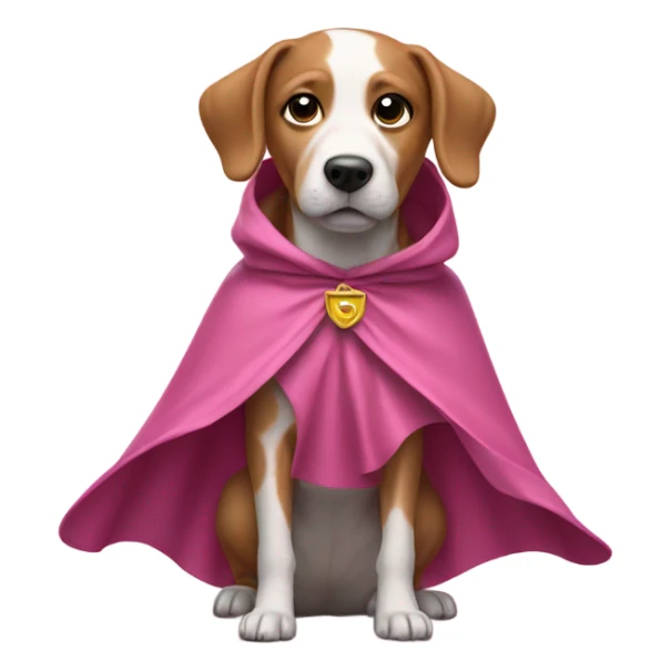 a pink dog wearing a cape sticker