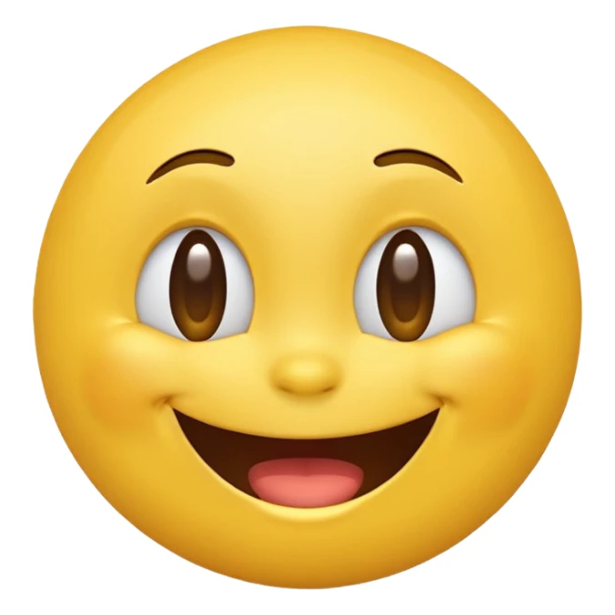Emoji, yellow round laughing face, tilted head sticker