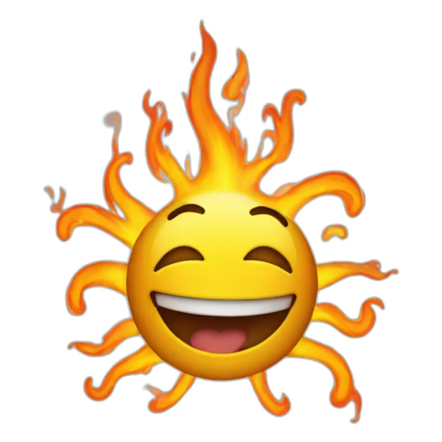 smiley face thats excited and on fire sticker