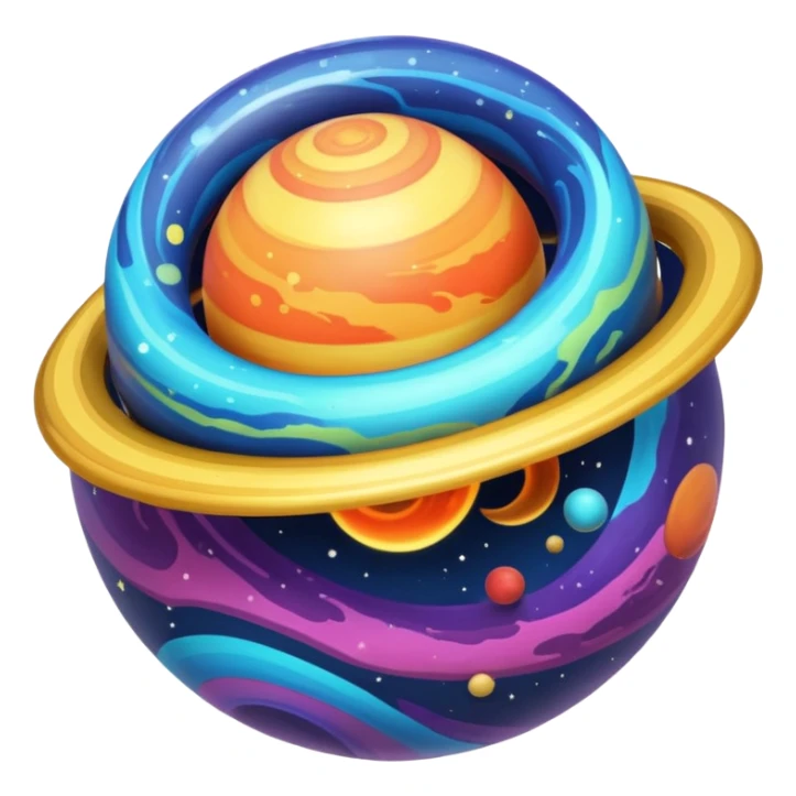 colorful planet with ring sticker