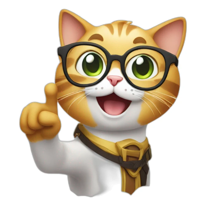 nerd cat pointing his finger towards the sky sticker