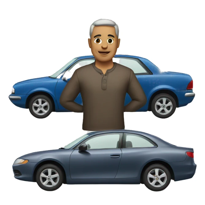 a man with a car sticker