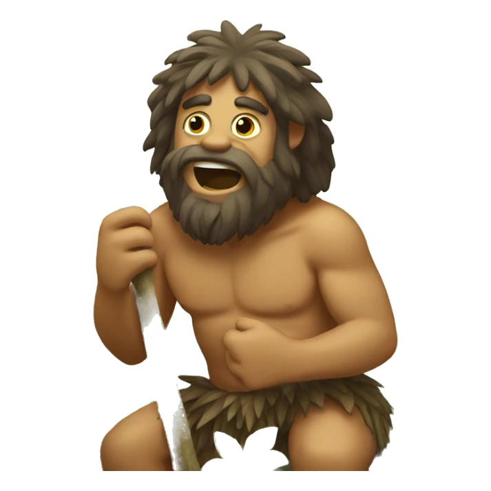 caveman chewing a stick plant sticker
