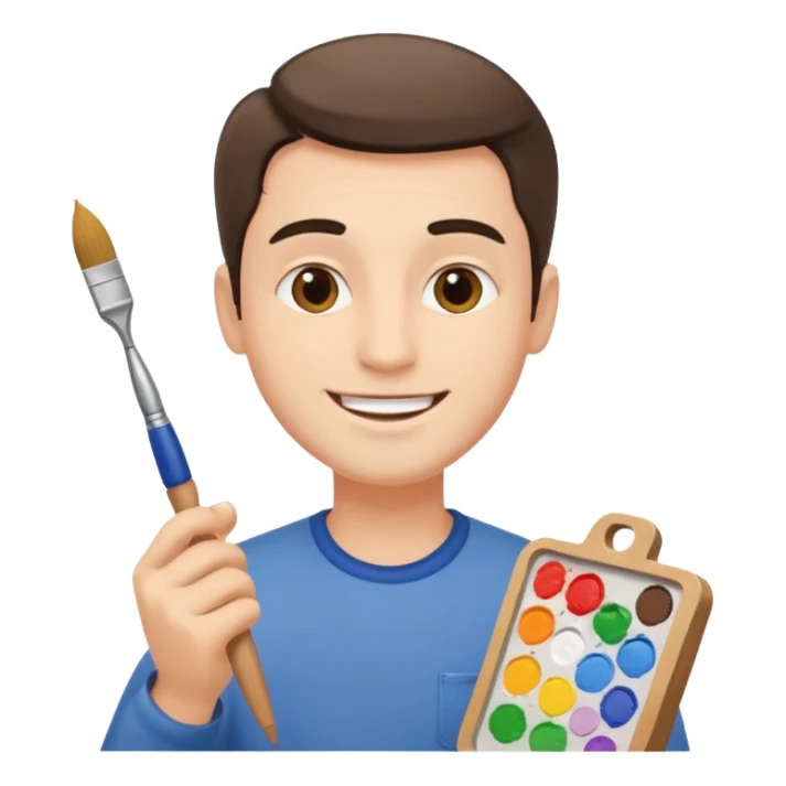 happy man painting a picture sticker