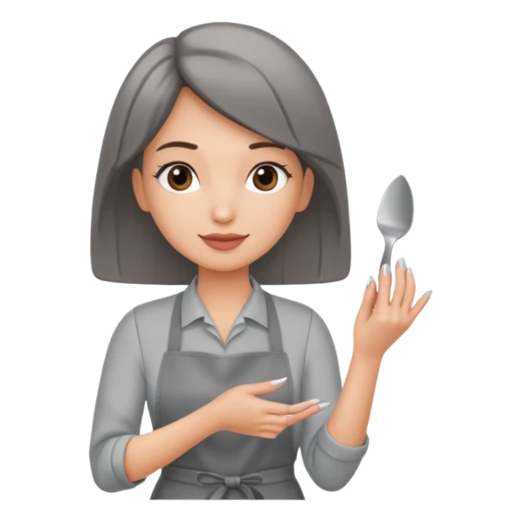 female nail master in grey apron  sticker