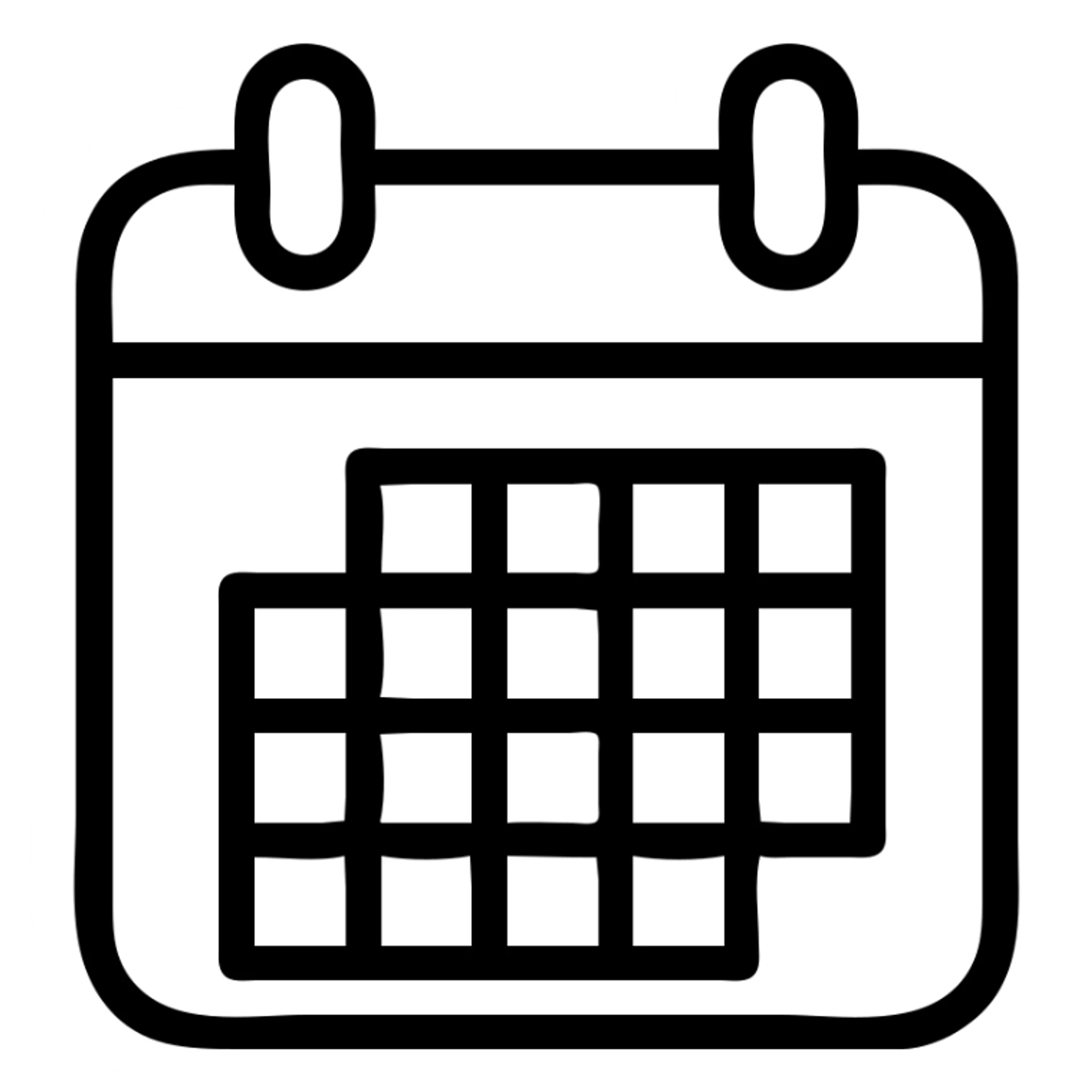 simple and clear one-month calendar icon with a visible grid sticker