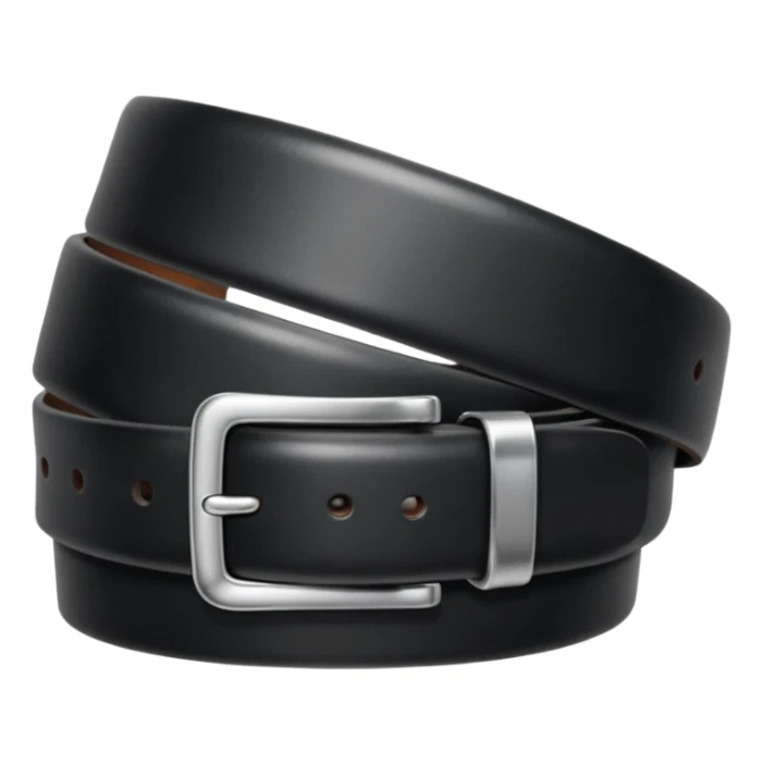 Black leather belt with silver belt buckle sticker