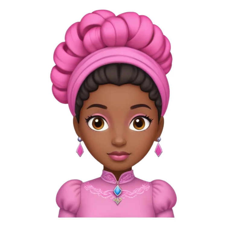 Black princess with an updo dressed in all pink  sticker