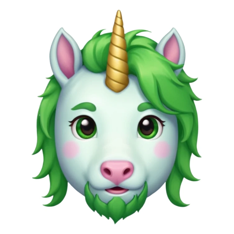 unicorn face cute and green haired and bearded sticker
