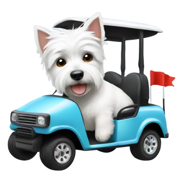 westie in a golf cart sticker