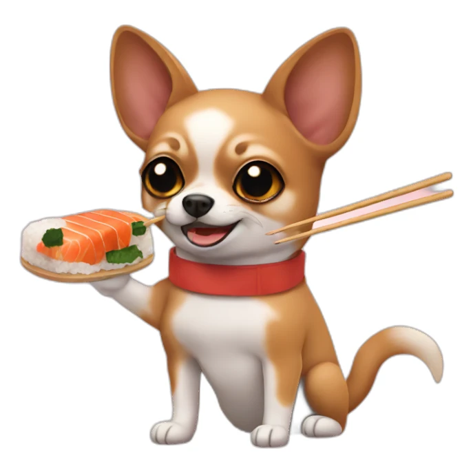 Chichuahua eating sushi sticker