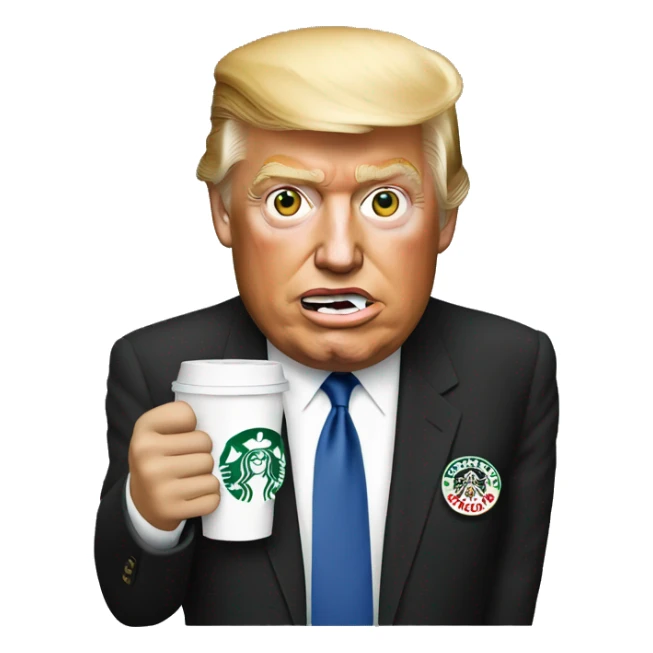 Donald Trump Drinking Starbucks sticker