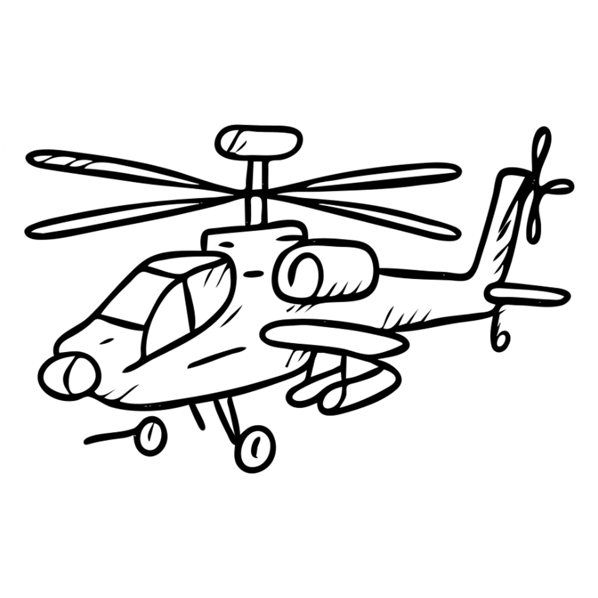 hand drawn outlined Apache helicopter icon sticker