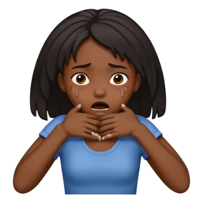 Black girl choking herself with her hands sticker
