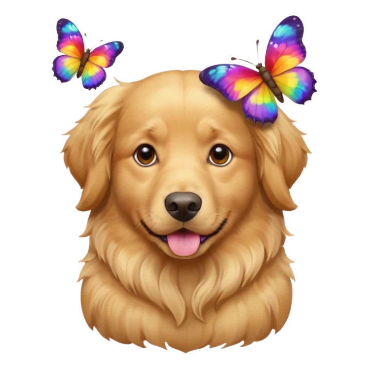 a portrait dog with butterflies sticker