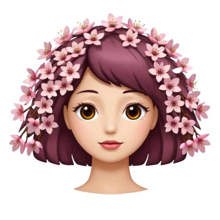 sapin, avec long cils, fleurs de cerisier en bas sticker