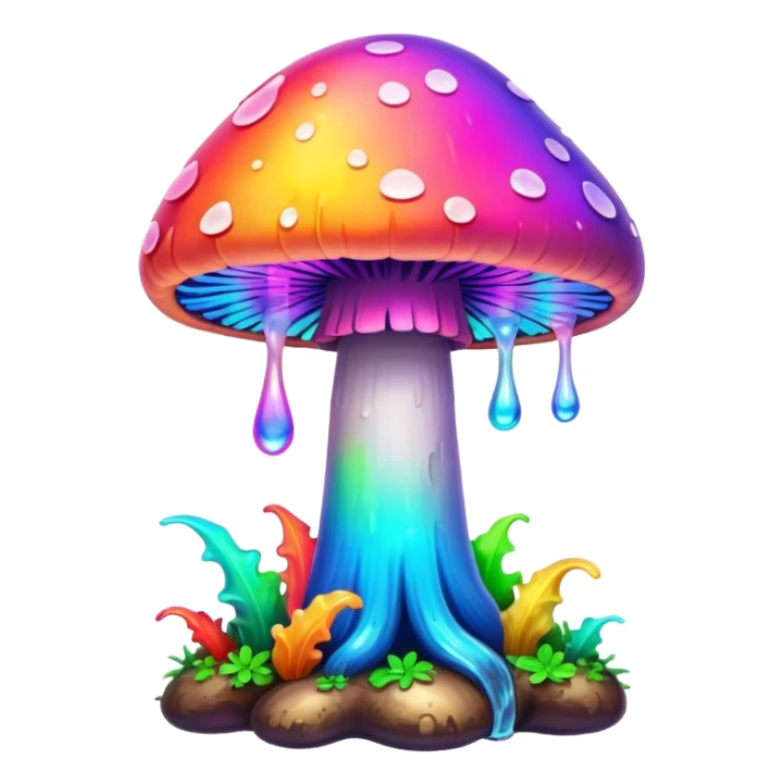  melting neon rainbow mushroom  sticker