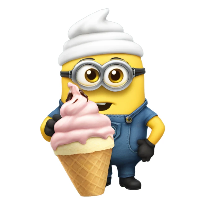 minion eating ice cream aggressively  sticker