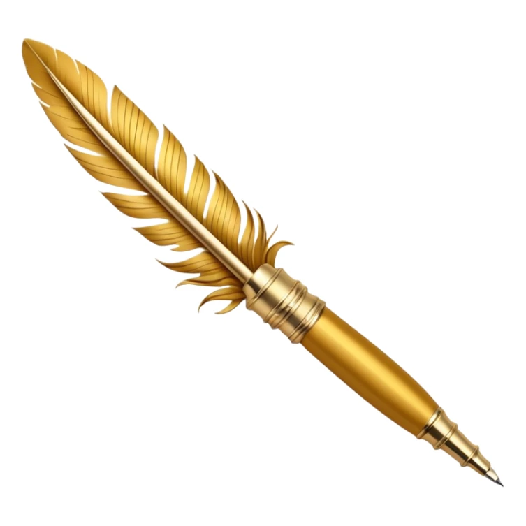 3D perspective academic premium golden ink feather pen sticker