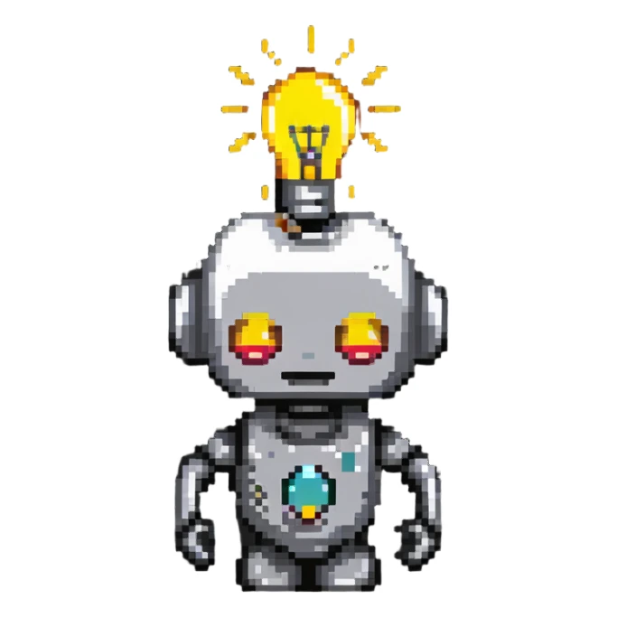 robot emoji with a lightbulb above its head, representing thinking sticker