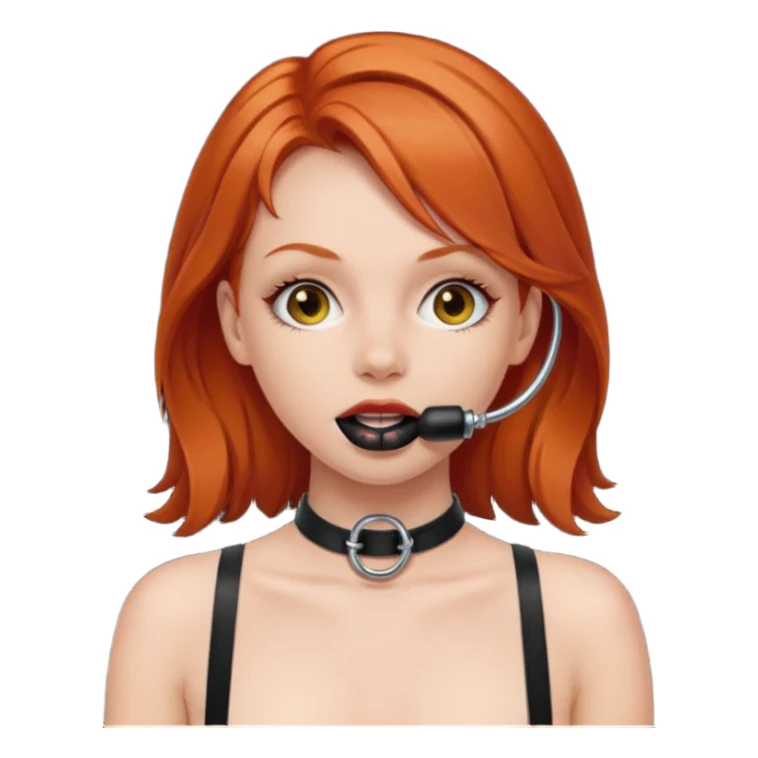 Redhead girl nude with ballgag sticker