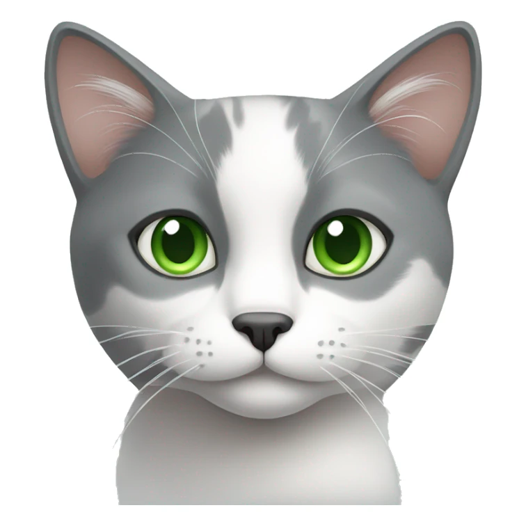 gray and white cat with green eyes  sticker