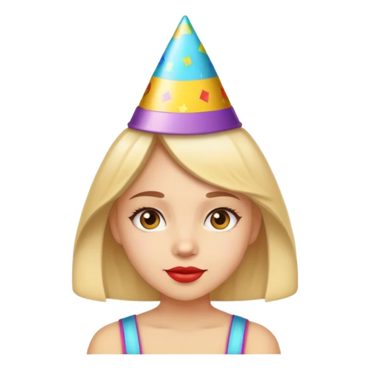 Girl wearing a party hat sticker