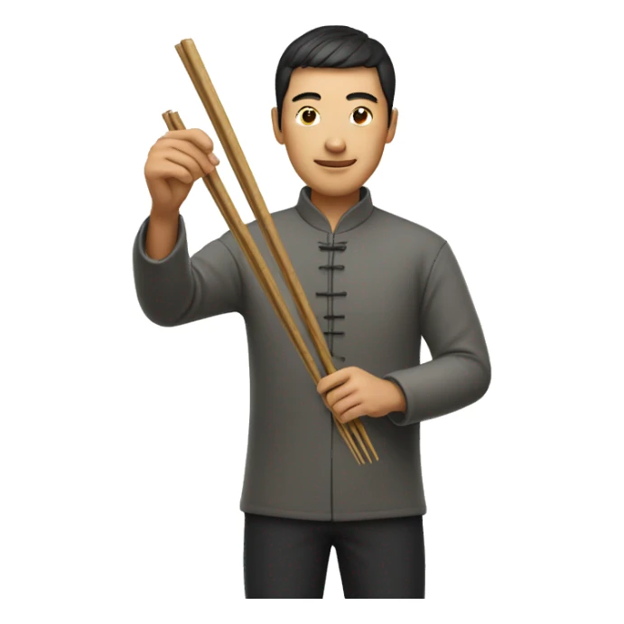 chinese guy holding chopsticks sticker
