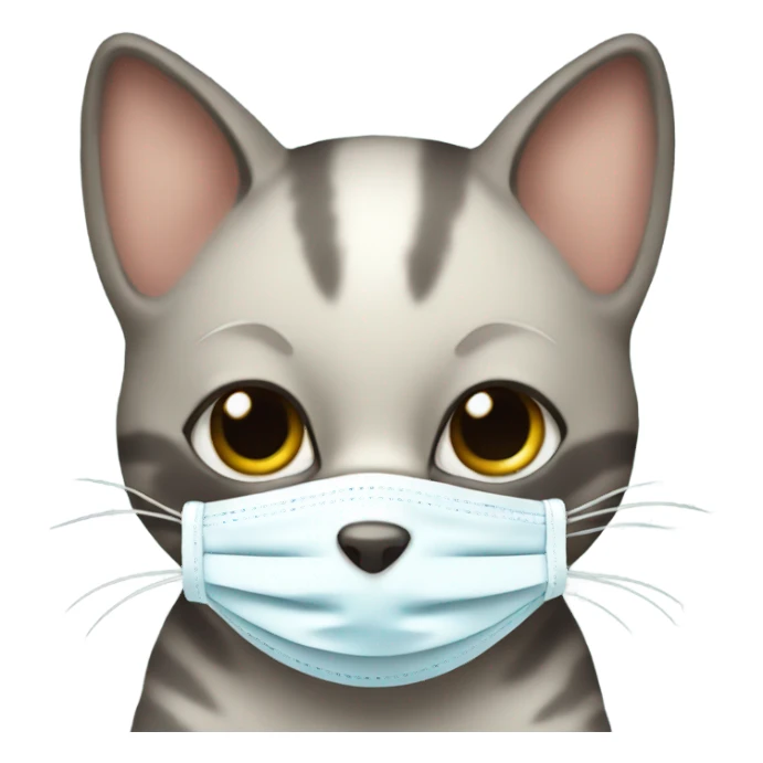baby cat with covid mask sticker