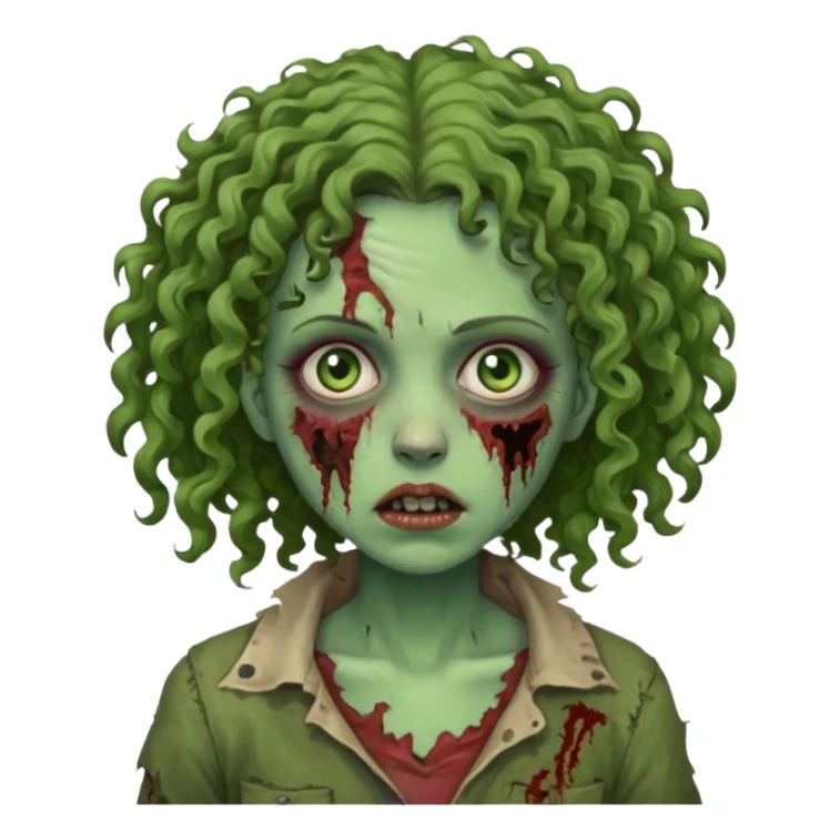 woman curly haired zombie sticker