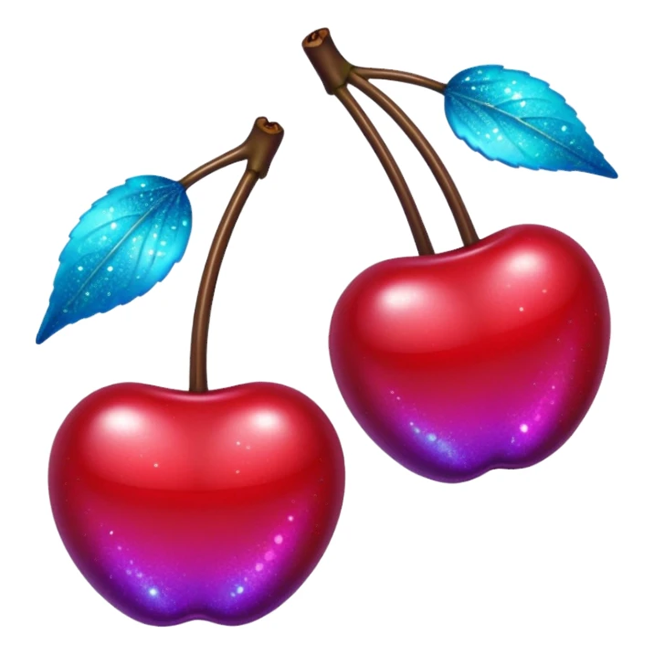 glitter purple and cian 2 cherrys sticker