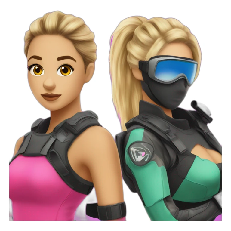 Rosalía and Shakira doing paintball sticker