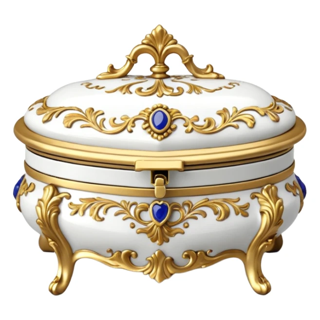 Vintage rococo white jewelry box sticker