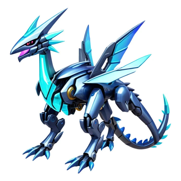  Epic legendary rare glowing mechanical Shiny sparkly transparent bioluminescent luminescent vibrant bright pastel dark exotic iridescent colorful gradients futuristic modern metallic glossy glittery fantasy-cyber-Fakémon-Vernid-Dialga-Palkia-mecha-creature sticker
