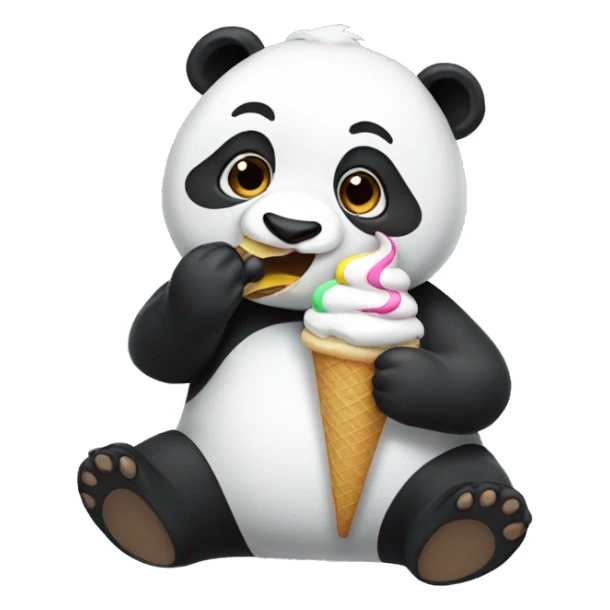 Panda eating ice cream sticker