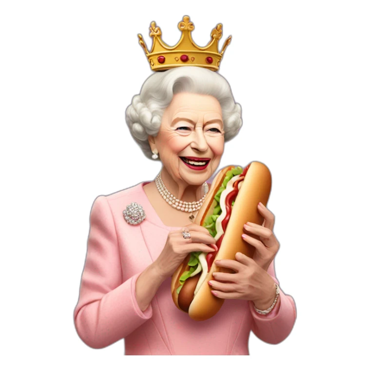 Queen elizabeth eating hot dog sticker