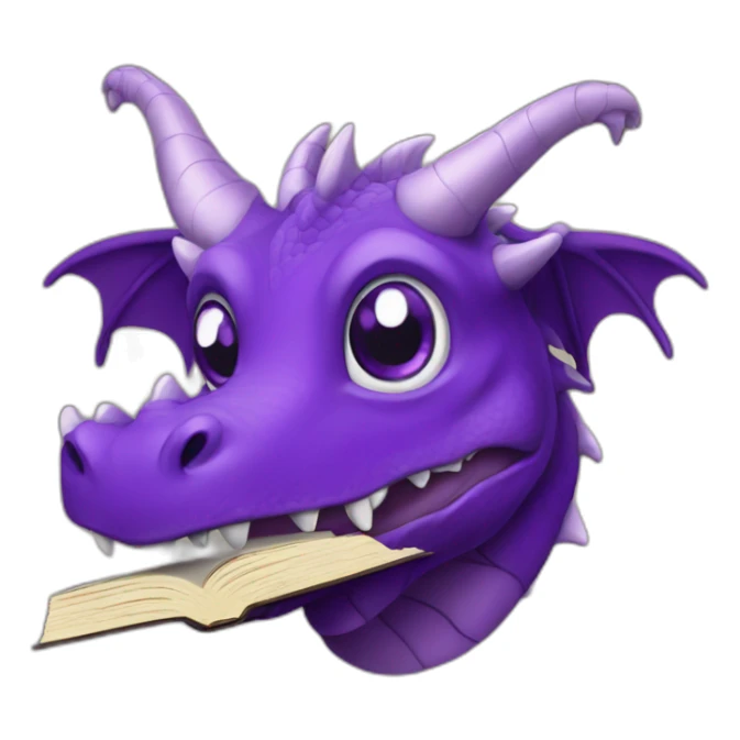 purple dragonh head holding book sticker