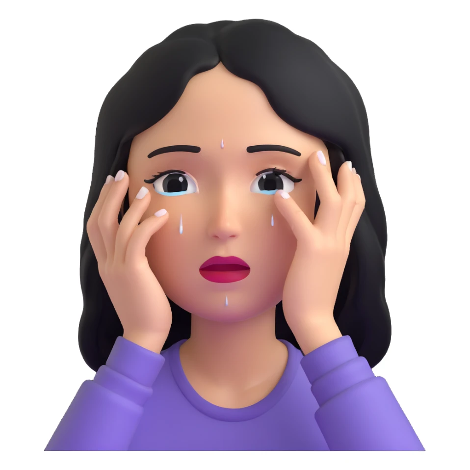 sad woman with tears streaming down her face sticker