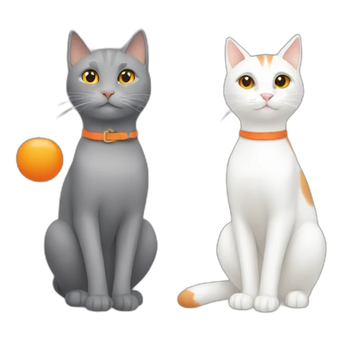 grey cat and white and orange cat sticker