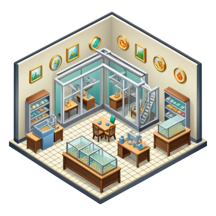 Isometric jewelry factory sticker